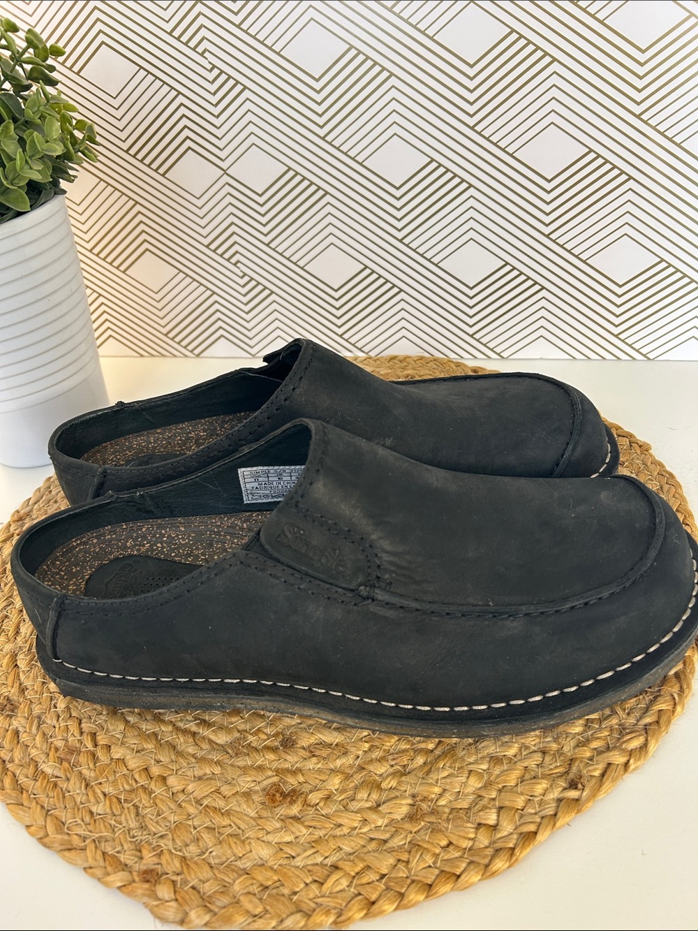 Simple brand clogs-black leather-size 11